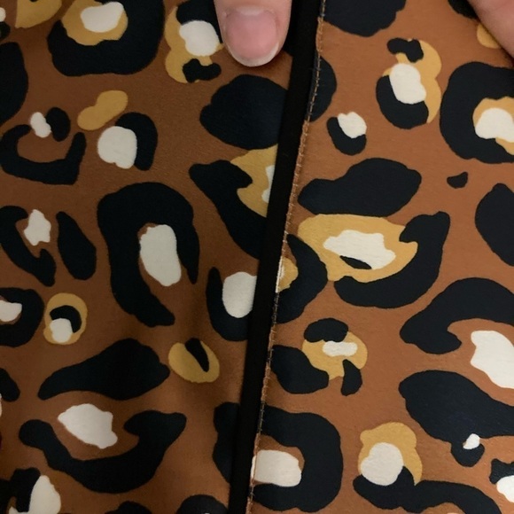 Express LadyGang High Waisted Leopard Satin Wide Leg flare pants - Picture 3 of 3